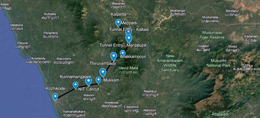 Wayanad tunnel road map