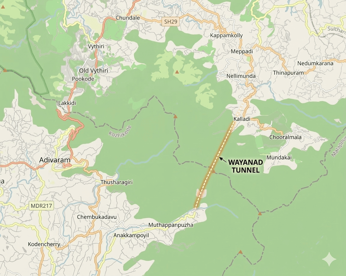 Wayanad Map Transparent Wayanad Tunnel Project - Route Details & Project Timeline